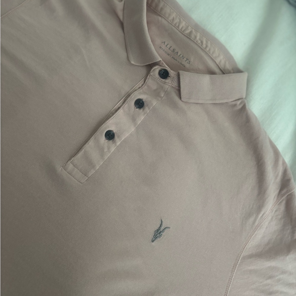 All Saints Men's Tan Polo Shirt